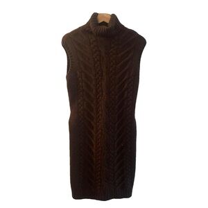 Loro Piana Dark Brown Cable Knit Midi Dress